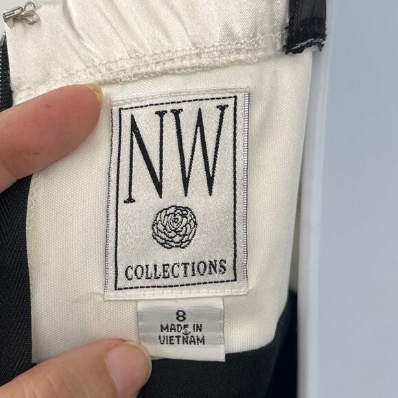 NW Collection Satin Rosette Dress 8 Holiday Old Money Monochrome Audry Hepburn - Picture 8 of 9